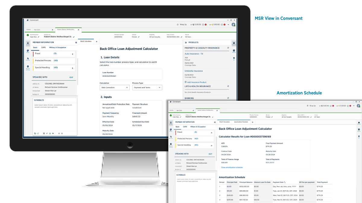 MSR BLAC — Back-Office Loan Adjustment Calculator after