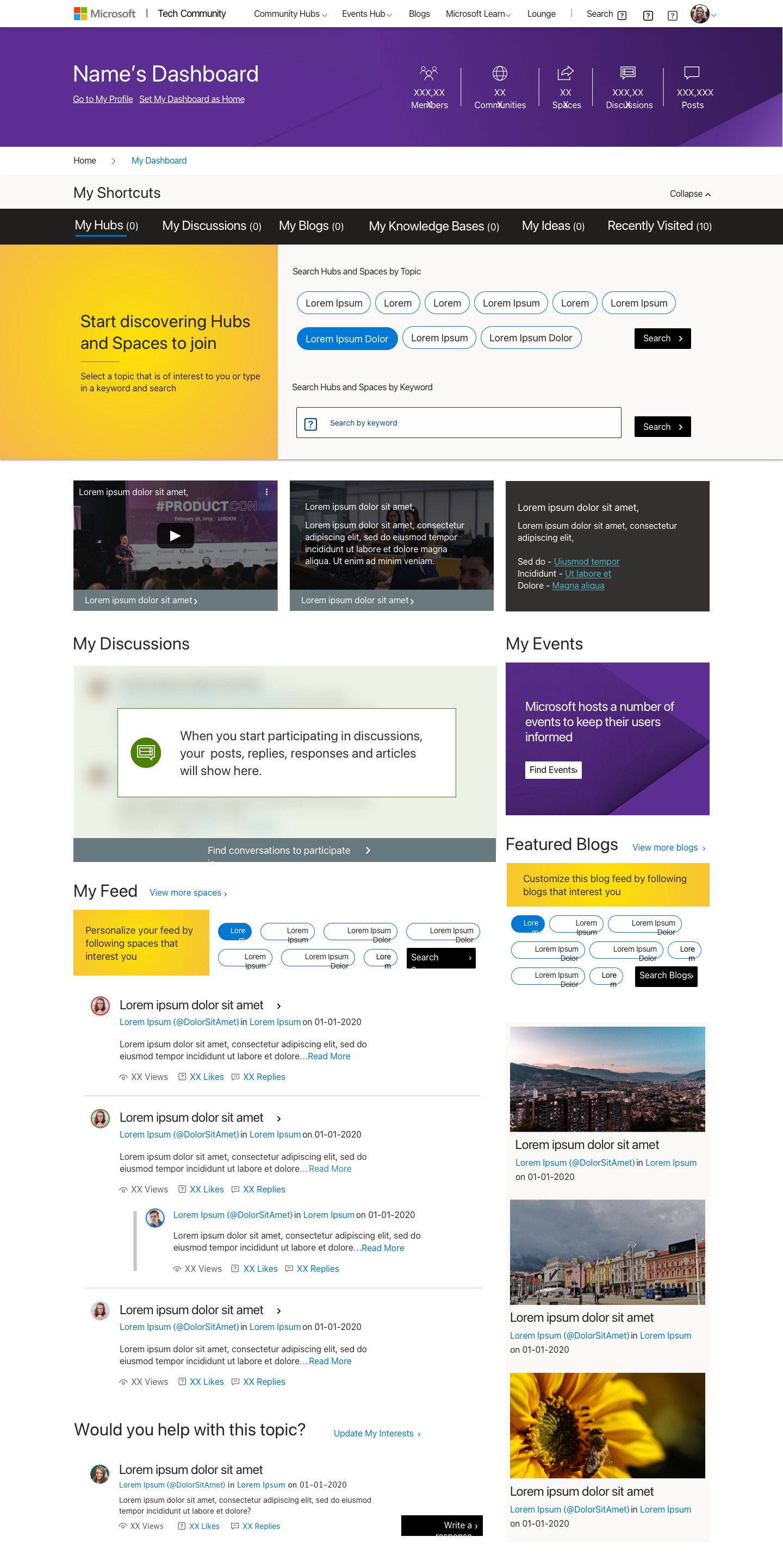 High-fidelity design — the personalized dashboard for a new member